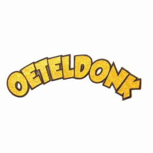Oeteldonk rugembleem glittertekst goud