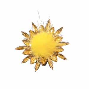 Strass rozet geel/goud met plush