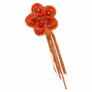 Strass bloem rood met sliertjes