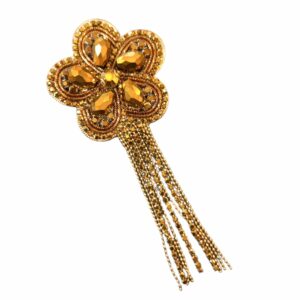 Strass bloem goud met sliertjes